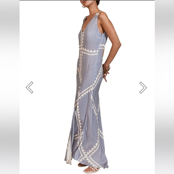 NWT Mon Renn Serape Midi Dress XS / 6 Blue Postcards - Picture 11 of 16